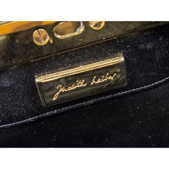 Vintage Judith Leiber Classic Black Snakeskin Reptile Gold Clutch Evening Purse - Picture 11 of 11